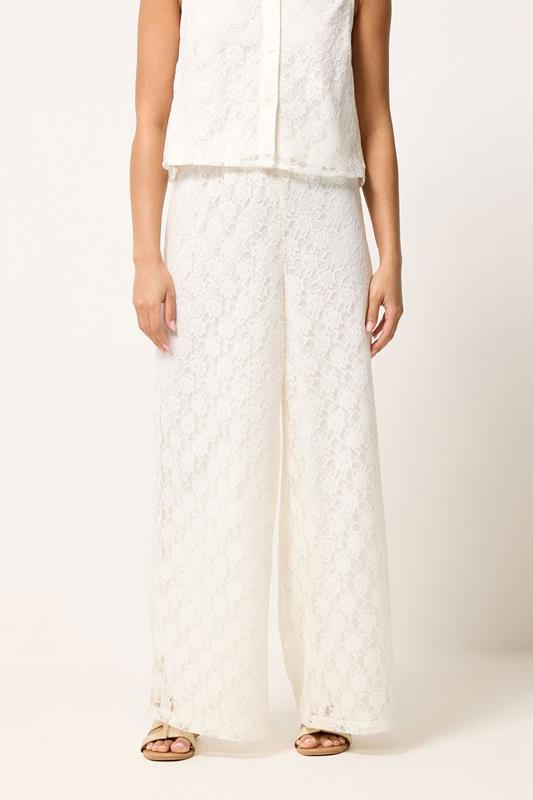 PixieGirl Petite Women's Set White Lace Lined Shirt & Wide Leg Trousers | PixieGirl 7