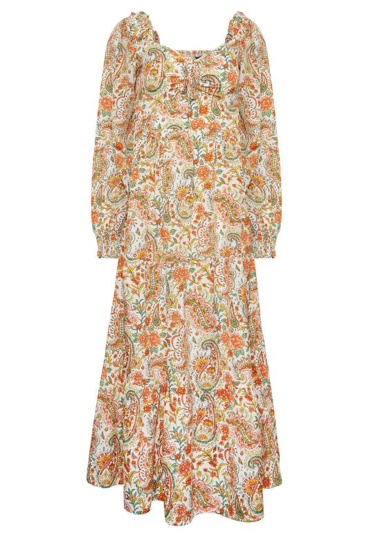 LTS Tall Women's Orange Paisley Print Tiered Dress | Long Tall Sally 6