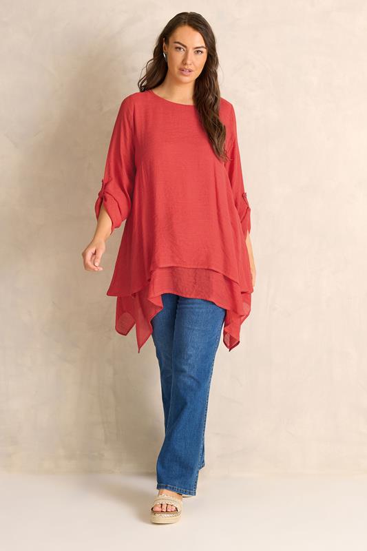 EVANS Plus Size Orange Double Layer Blouse | Evans 2