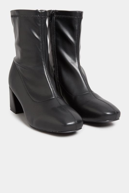 Black Square Toe Heeled Boots In Wide E Fit & Extra Wide EEE Fit | Yours Clothing 2