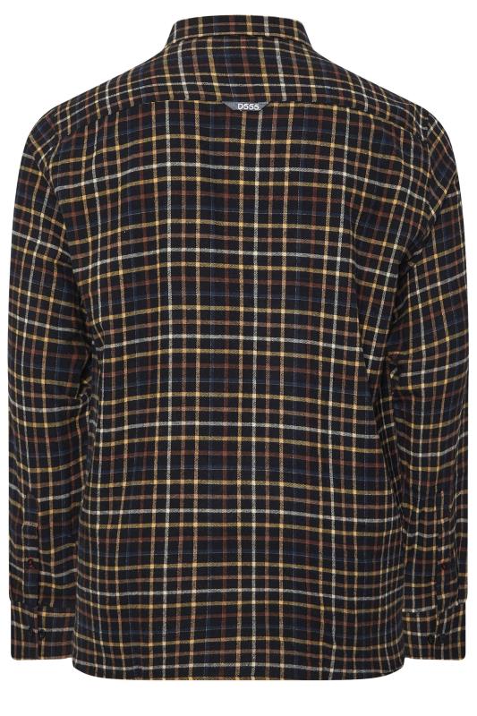 D555 Big & Tall Black Check Print Long Sleeve Shirt | BadRhino 4