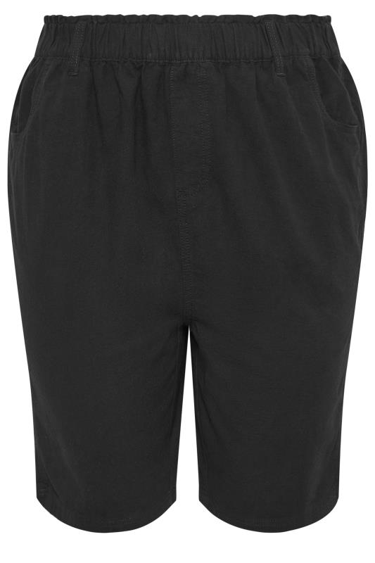 YOURS Plus Size Black Elasticated Cool Cotton Shorts | Yours Clothing 5