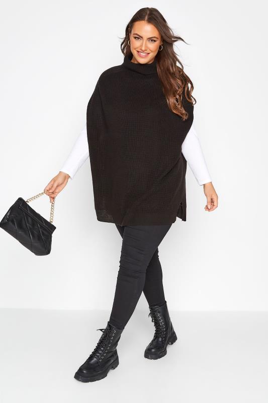 Plus Size Curve Black Longline Sleeveless Knitted Jumper | Yours Clothing 2