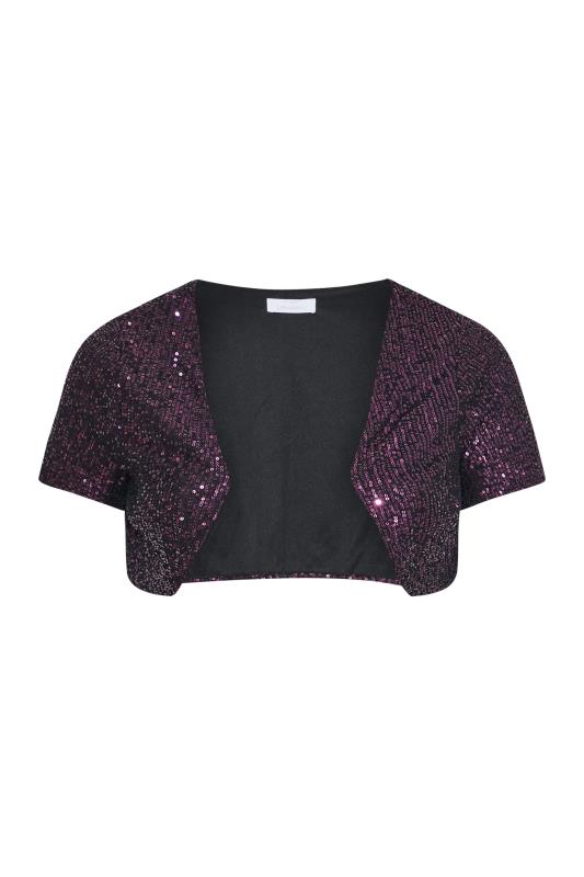 Plus Size YOURS LONDON Purple Sequin Embellished Shrug Cardigan | Yours Clothing 5