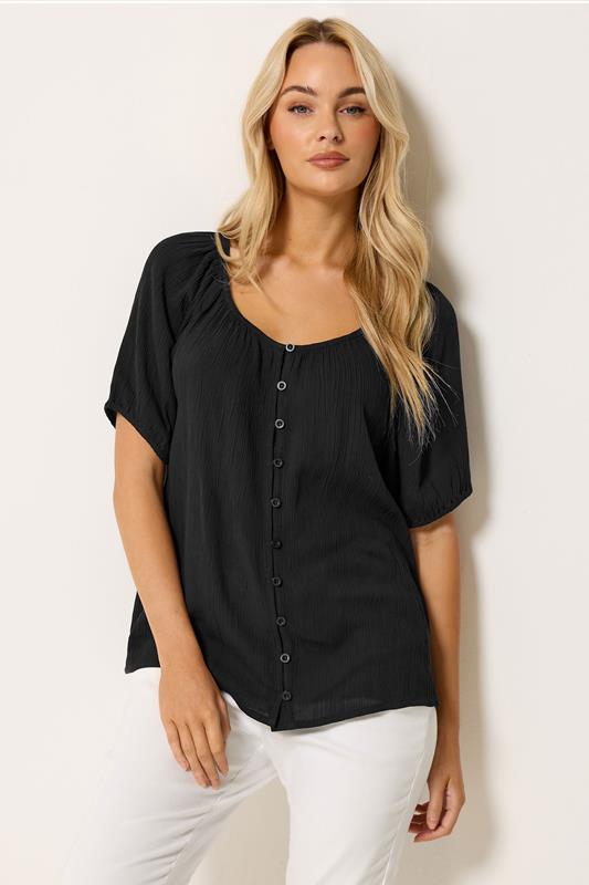 M&Co blusa negra escote redondo
