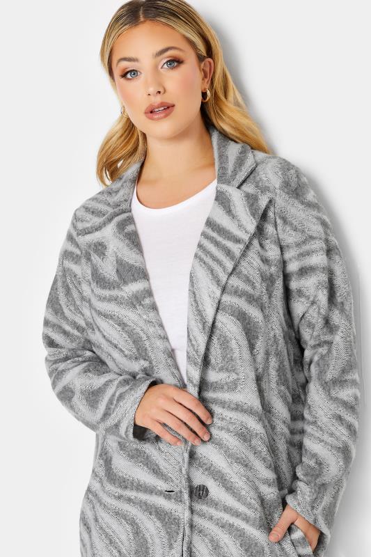 YOURS LUXURY Plus Size Grey Animal Print Faux Fur Jacket | Yours Clothing 2