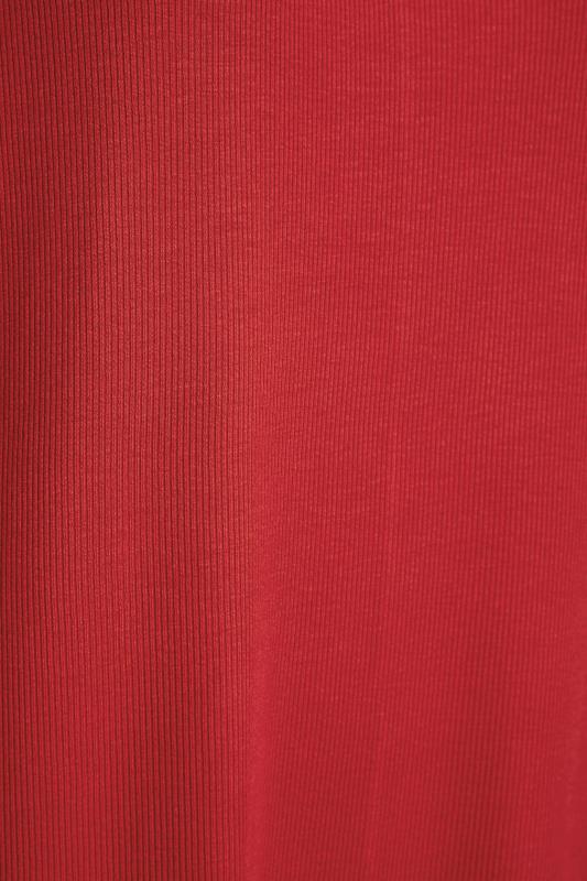 YOURS Plus Size Red Ribbed Split Hem T-Shirt | Yours Clothing 5