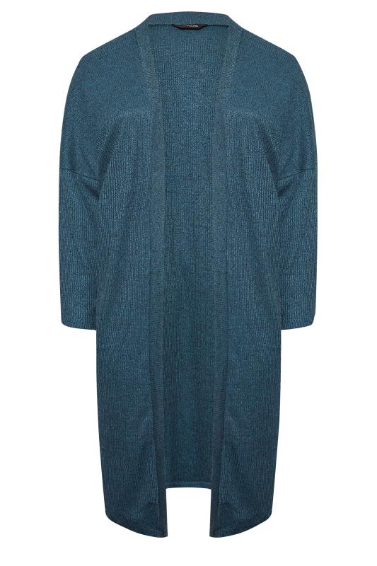 Plus Size Blue Ribbed Maxi Cardigan | Yours Clothing 6