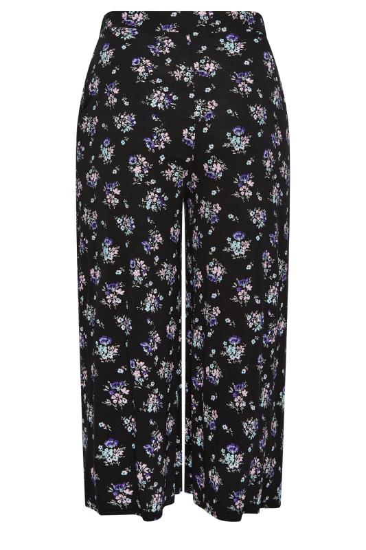 YOURS Plus Size Black Floral Midaxi Culottes | Yours Clothing  6