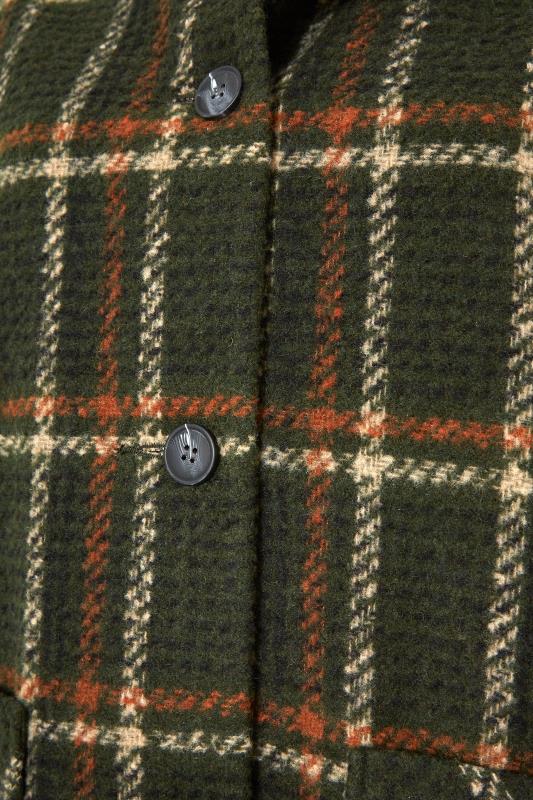 LIMITED COLLECTION Curve Khaki Green Check Balloon Sleeve Coat 5