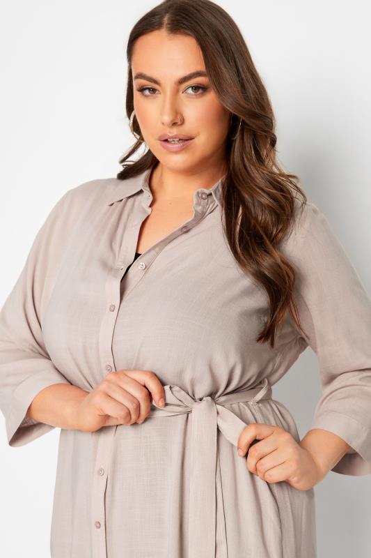 YOURS Plus Size Light Pink Tie Waist Tunic Shirt | Yours Clothing 4