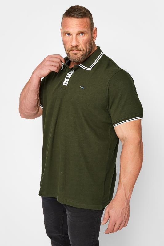 Men's  BadRhino Big & Tall Khaki Green BR15 Placket Polo Shirt