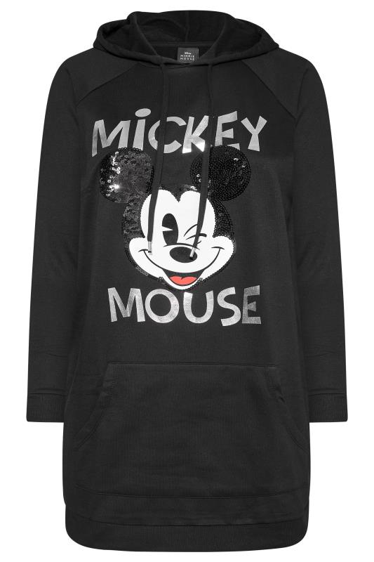 DISNEY Plus Size Black Minnie Mouse Sequin Longline Hoodie | Yours Clothing 7
