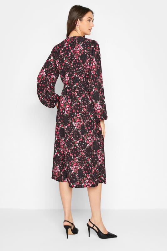 LTS Tall Women's Black Floral Patchwork Wrap Dress | Long Tall Sally 3