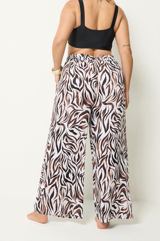 YOURS Plus Size Natural Brown Zebra Print Wide Leg Trousers | Yours Clothing 4