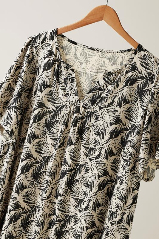 EVANS Plus Size Black Tropical Print Linen Dress | Evans 7