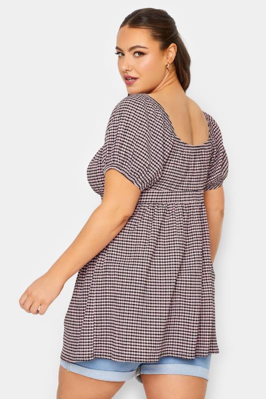 LIMITED COLLECTION Plus Size Pink Gingham Gypsy Top | Yours Clothing 3