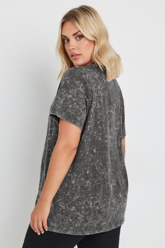 YOURS Plus Size Grey Acid Wash T-Shirt | Yours Clothing  4