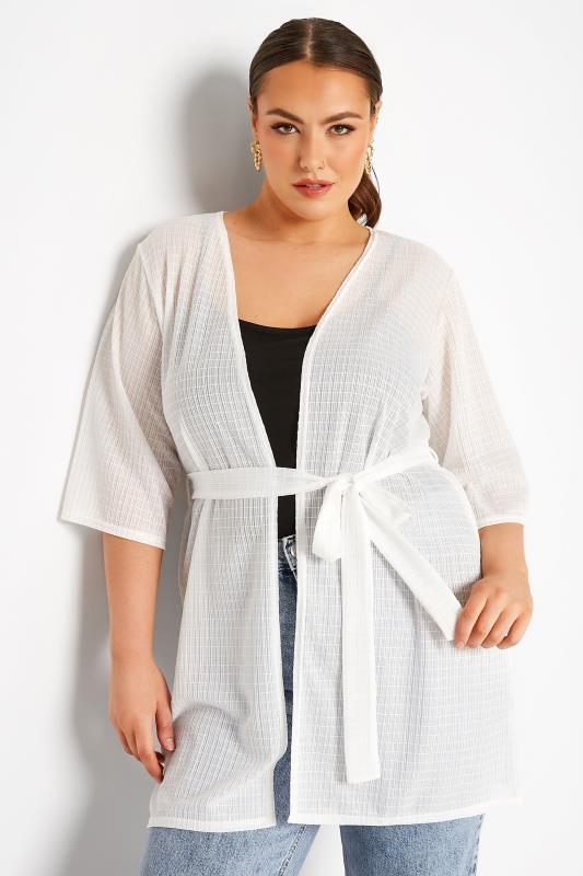 LIMITED COLLECTION Curve White Belted Kimono 4