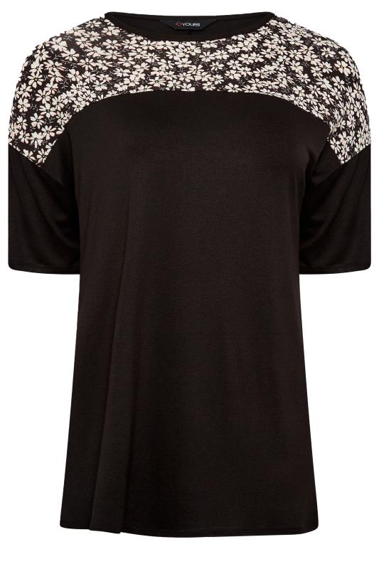 YOURS Plus Size Black Floral Panel Top | Yours Clothing 6