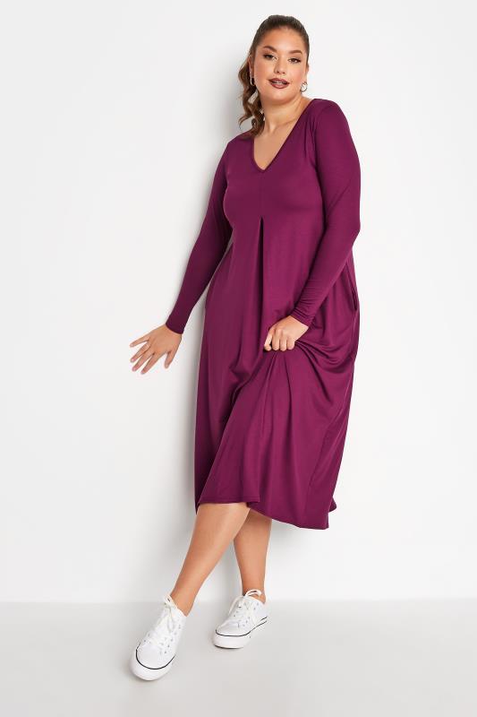 LIMITED COLLECTION Plus Size Purple Pleat Front Dress | Yours Clothing 2