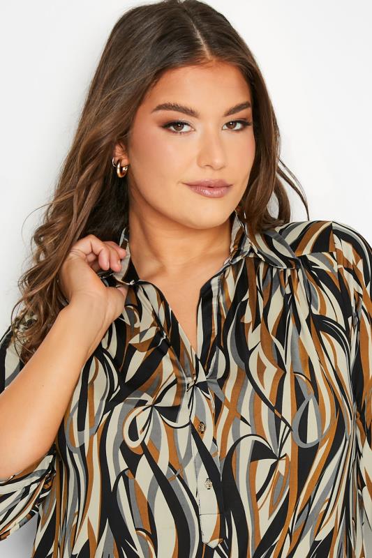 Plus Size Black & Cream Abstract Stripe Print Blouse | Yours Clothing 4