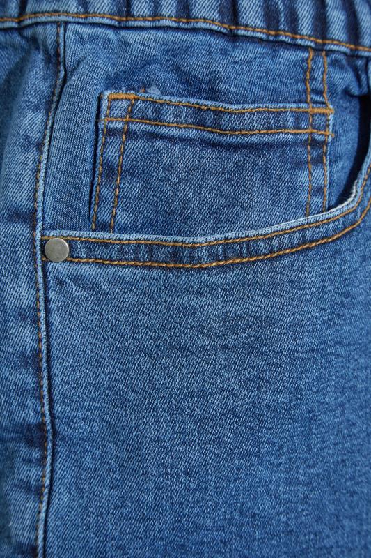 Plus Size Mid Blue Elasticated Waist Mom Denim Shorts | Yours Clothing 4