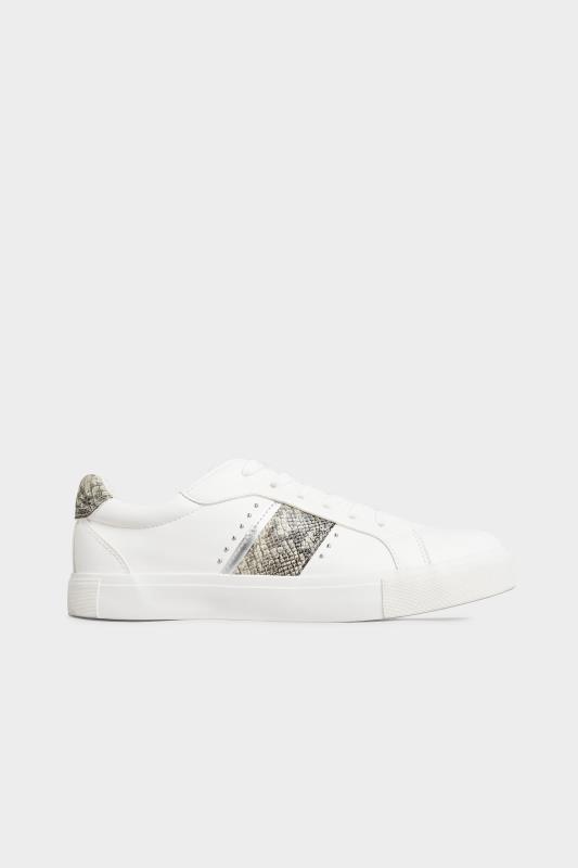 LTS White Snake Stripe Trainers In Standard Fit | Long Tall Sally  3