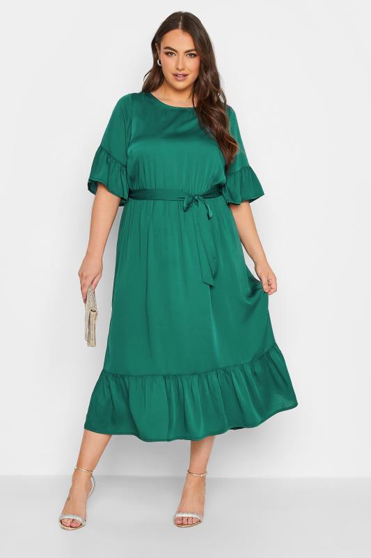 Plus Size  YOURS LONDON Curve Green Smock Dress