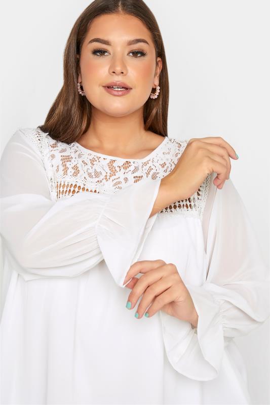 YOURS LONDON Plus Size White Lace Blouse | Yours Clothing 4