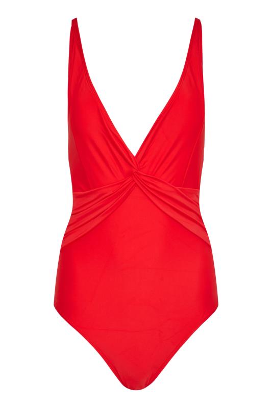 LTS Tall Red Twist Detail Swimsuit 6