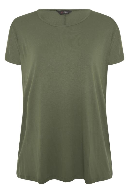 Curve Khaki Green Short Sleeve Basic T-Shirt_F.jpg