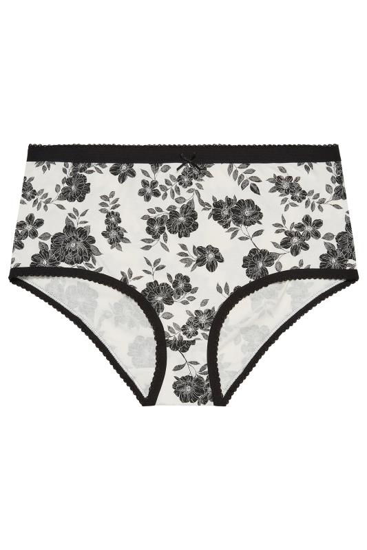 YOURS Plus Size Curve 5 PACK Black Floral Full Briefs | Yours Clothing  4