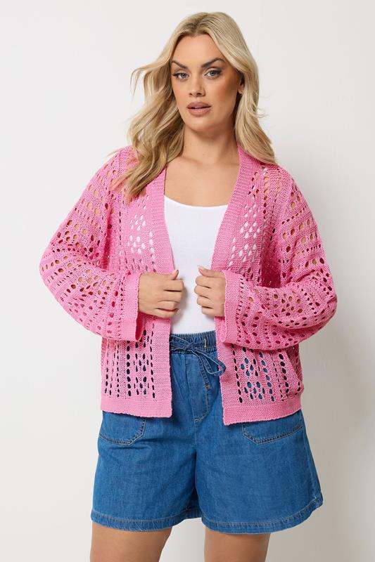  YOURS roze grof gebreid vest