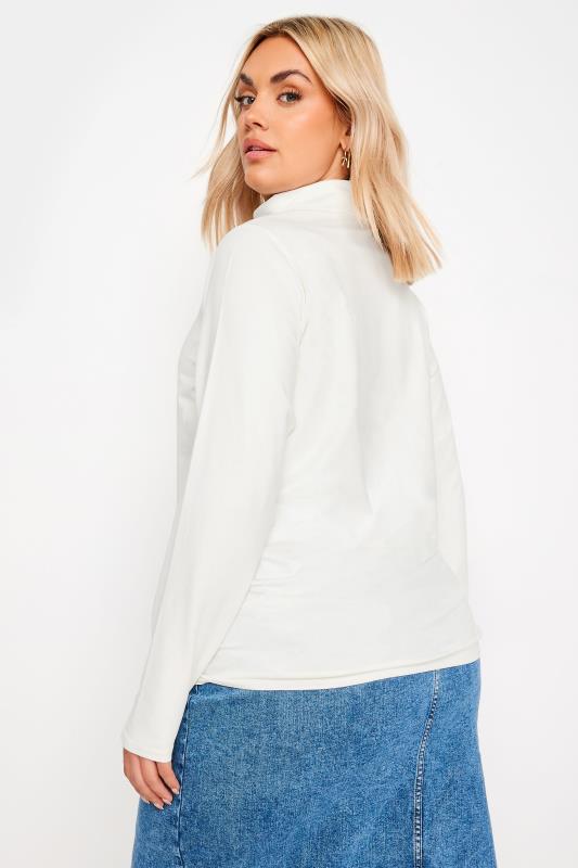 YOURS Plus Size White Long Sleeve Turtle Neck Top | Yours Clothing 3