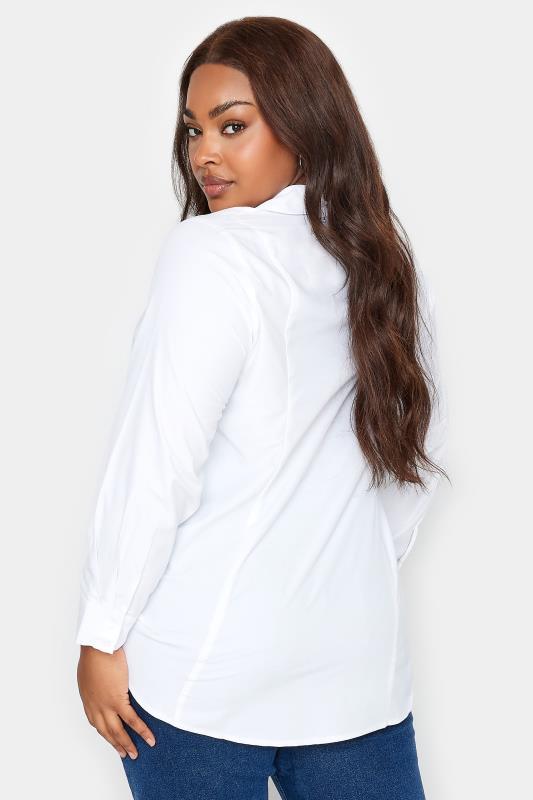 YOURS Plus Size White Long Sleeve Ruched Shirt | Yours Clothing 3
