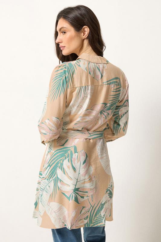 M&Co Pink & Green Abstract Floral Belted Tunic Shirt | M&Co 2