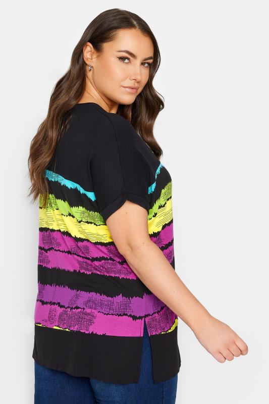 YOURS Plus Size Black Abstract Stripe Print Top | Yours Clothing 3