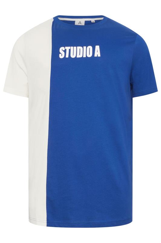 STUDIO A Big & Tall Blue Cut & Sew Logo T-Shirt | BadRhino 1