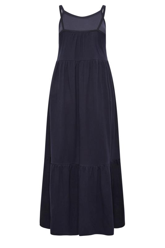 YOURS Curve Plus Size Navy Blue Tiered Maxi Sundress | Yours Clothing  7