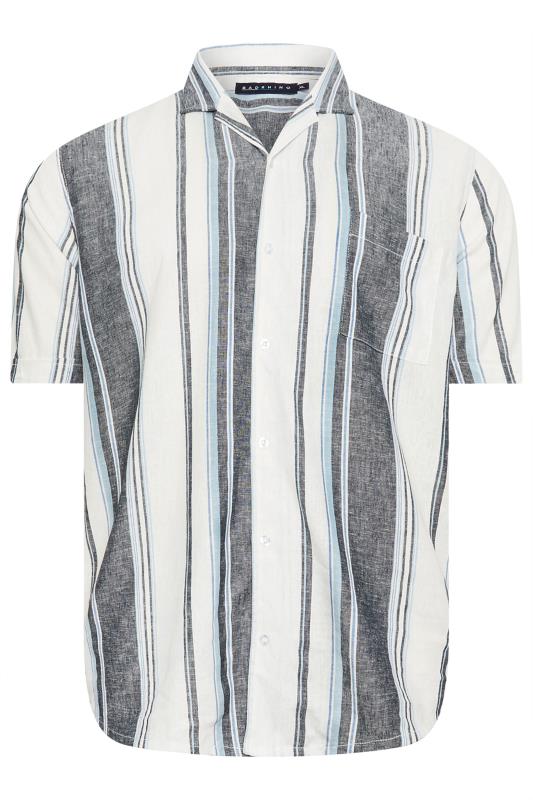 BadRhino Blue Striped Short Sleeve Linen Shirt | BadRhino 5