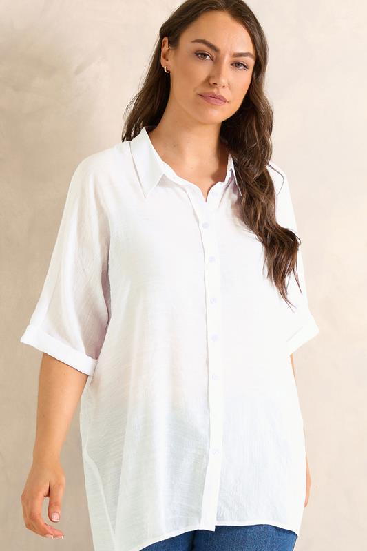  EVANS Curve White Button Through Shirt