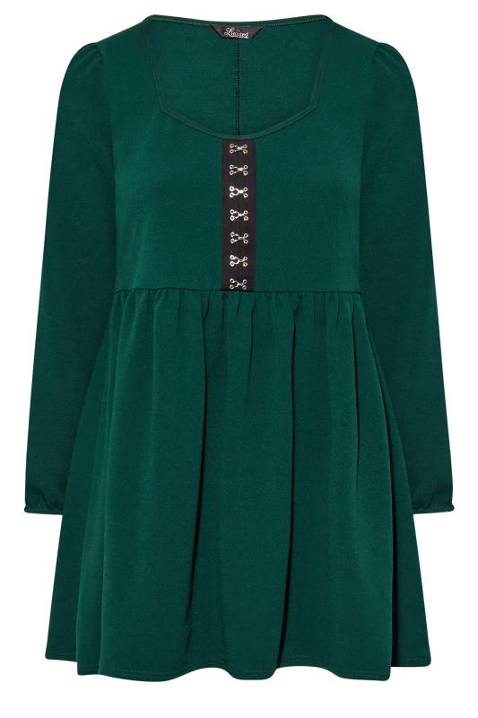 LIMITED COLLECTION Plus Size Forest Green Hook & Eye Peplum Top | Yours Clothing 6
