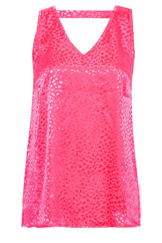 Plus Size Pink Animal Print Satin Vest Top | Yours Clothing  4