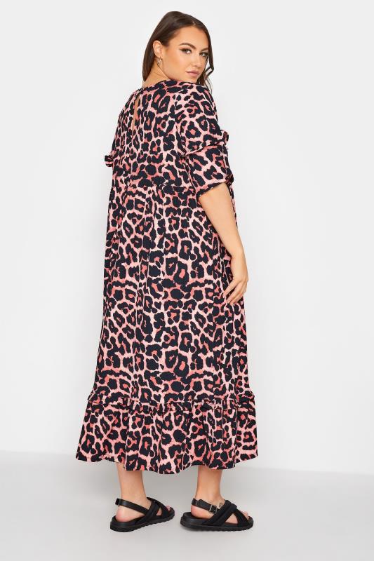 LIMITED COLLECTION Curve Pink Leopard Print Smock Maxi Dress_C.jpg