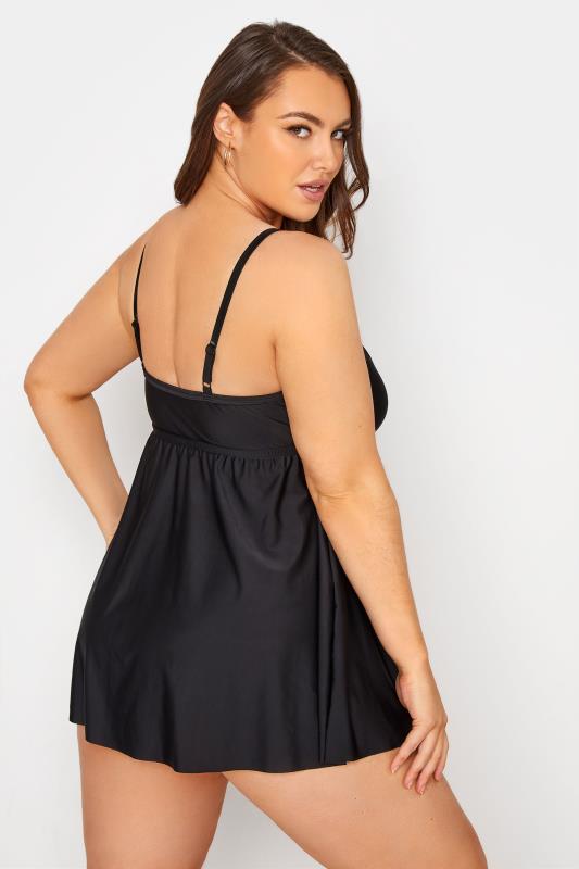 Plus Size Black Mesh Panel Swim Dress | Yours Clothing 3