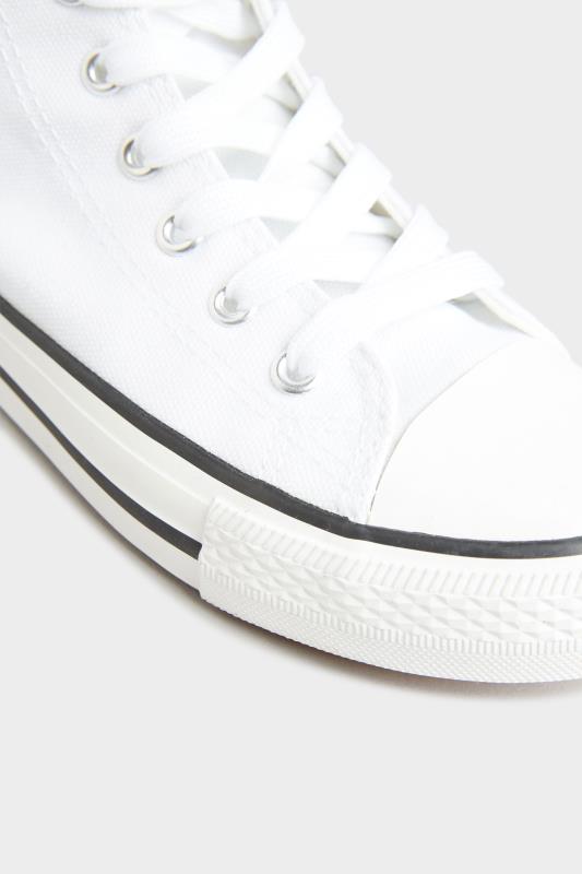 White Canvas High Top Trainers In Wide Fit | Yours Clothing Women 6