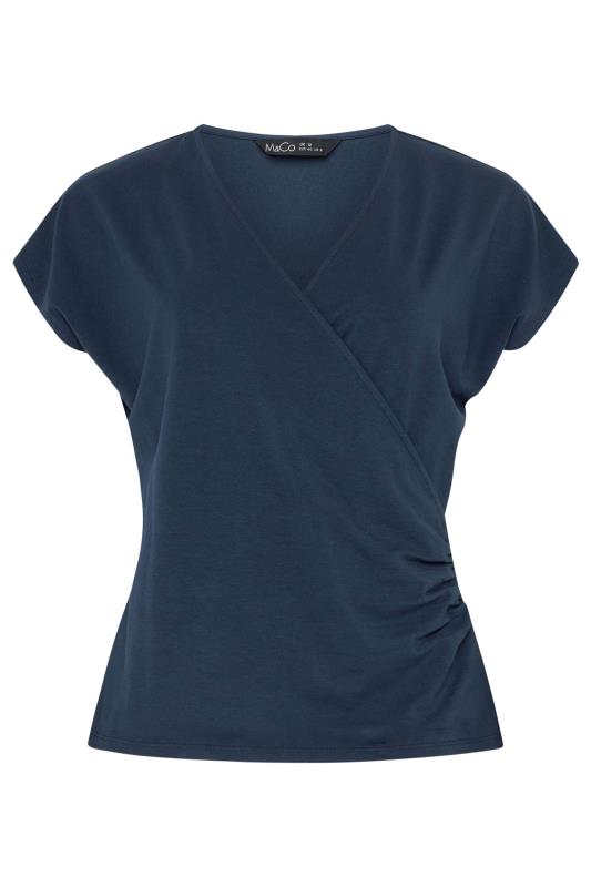 M&Co Navy Blue Short Sleeve Wrap Top | M&Co 5