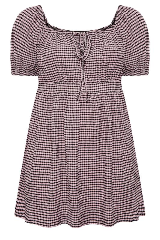 LIMITED COLLECTION Plus Size Pink Gingham Gypsy Top | Yours Clothing 6