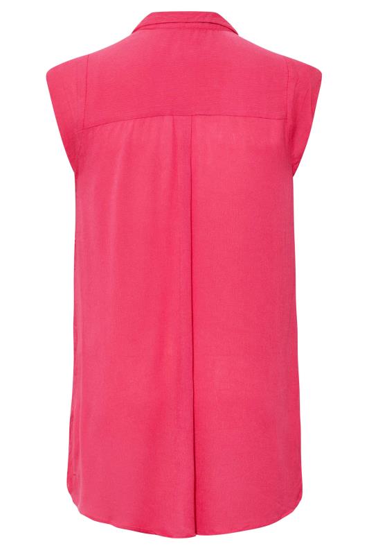 Plus Size Hot Pink Cap Sleeve Dipped Hem Shirt | Yours Clothing 7